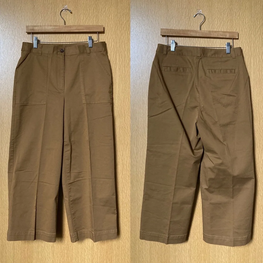 Brooks Brothers Stretch Cotton Twill Cropped Wide-Leg Pants - Picture 2 of 10